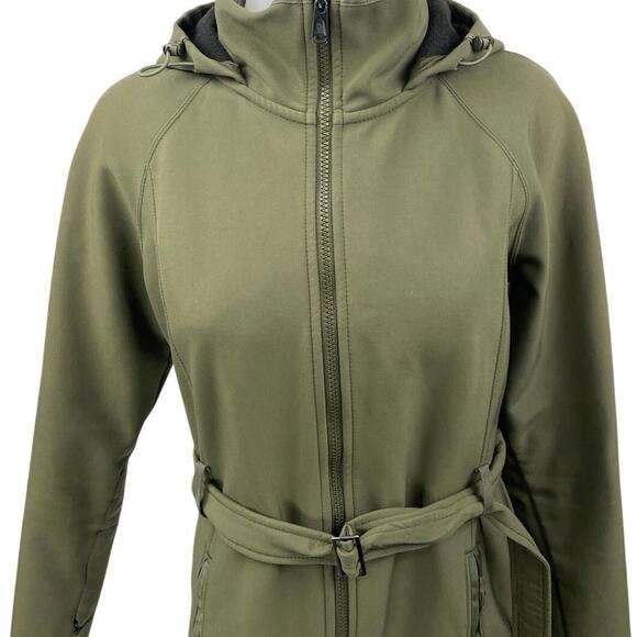 The North Face Apex Bionic Green Hoodie Hooded Tie Waist Trench Coat Jacket Sz S - Picture 3 of 5